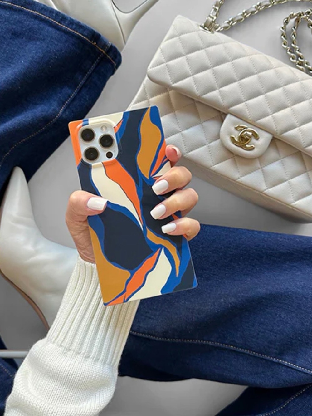 Abstract Blue & Orange Pattern 14 Pro IPhone Case